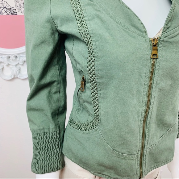 Zara / Olive Green Embroider Fully Lined Jacket - Picture 3 of 8